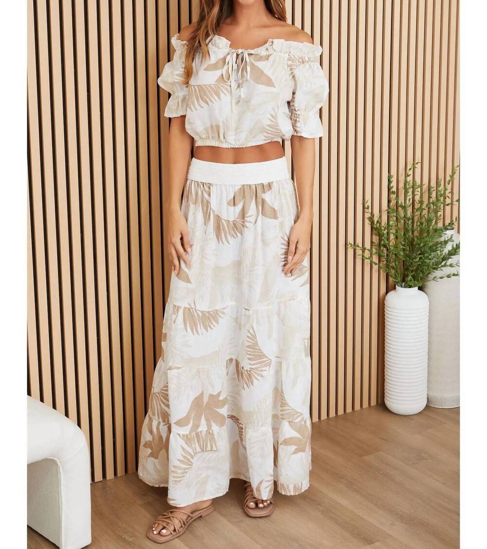 NEW MILIO MILANO floral maxi skirt in white/beige print